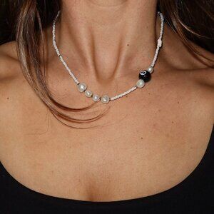 White And Black Beaded Necklace